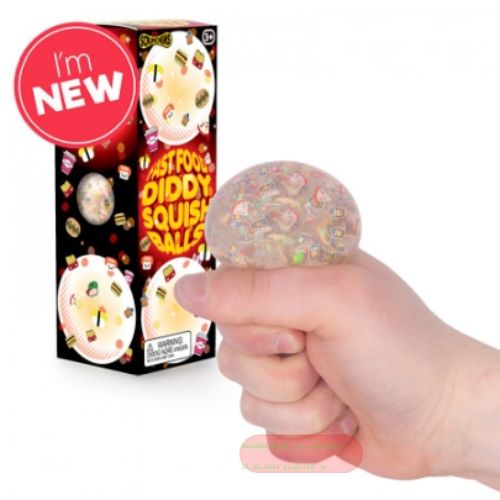 Bild von SCRUNCHEMS FAST FOOD DIDDY SQUISH BALLS, Quetschball 3er Set, ca.5cm, Box - VE 6
