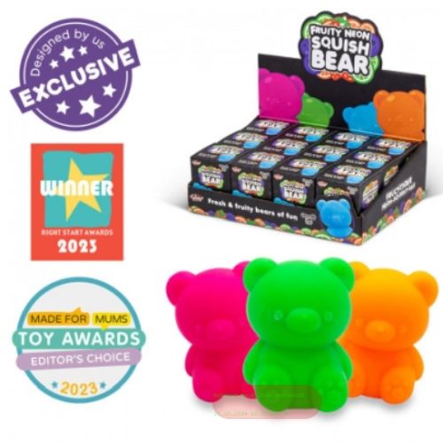 Bild von SCRUNCHEMS FRUITY NEON SQUISHY BEARS, Quetschball Bären, ca.6cm, Box - VE 12