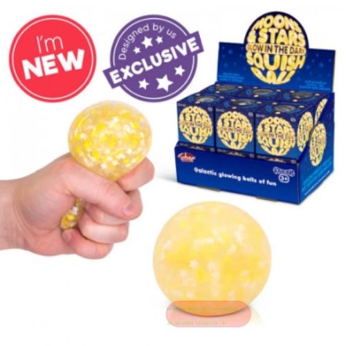 Bild von SCRUNCHEMS MOONS/STARS GLOW IN DARK, Quetschball gemischt, ca.6cm, Display - VE 12
