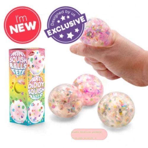 Bild von SCRUNCHEMS PARTY DIDDY SQUISH BALLS - 3PK, Quetschball 3er Set, ca.6cm, Box - VE 6