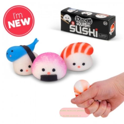 Bild von SCRUNCHEMS SQUISHY SUSHI, Quetsch-Sushi 3er Set, ca.5cm, Box - VE 6