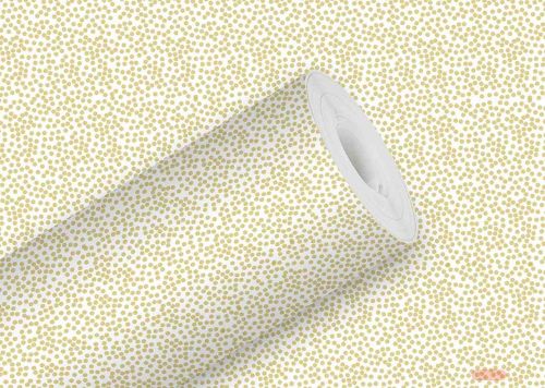 Bild von Sécaré-Rollen 200m x 70cm, Kern 76mm, Geschenkpapier High 80g/m2, Minidots weiss-gold
