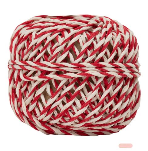 Bild von Secret Kordel Baumwolle, Knäuel gedreht, 2mm x 10m, rot-weiss - VE 10