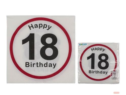 Bild von Servietten 18 Happy Birthday, 33x33cm, 3-lagig, 20 Stk. im Beutel - VE 12