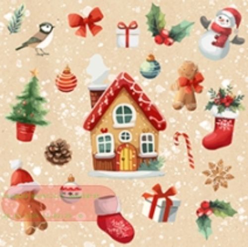 Bild von Servietten 25x25cm, Atelier Cocktail  My little house - VE 6