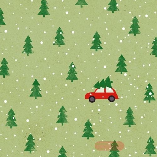 Bild von Servietten 25x25cm, Atelier Cocktail Little red Car, grün - VE 6