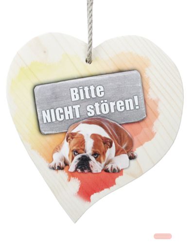 Bild von Spruchherz Holz mittel, 15x17cm, Fichte 15mm mit Kordel, Bitte nicht stören - VE 4