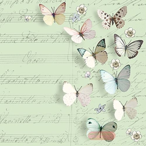Bild von Servietten 33x33cm, A.L.C. Petit Papillons mint - VE 6