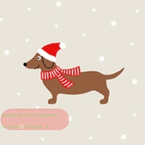 Bild von Servietten 25x25cm, Atelier Cocktail Weihnachtsdackel - VE 6