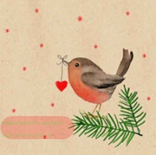 Bild von Servietten 25x25cm, By Nature Robin Heart - VE 6