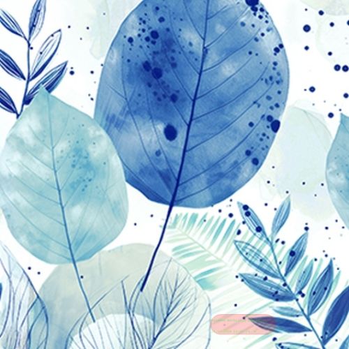 Bild von Servietten 33x33cm, Atelier Fashion Leaves blues - VE 6