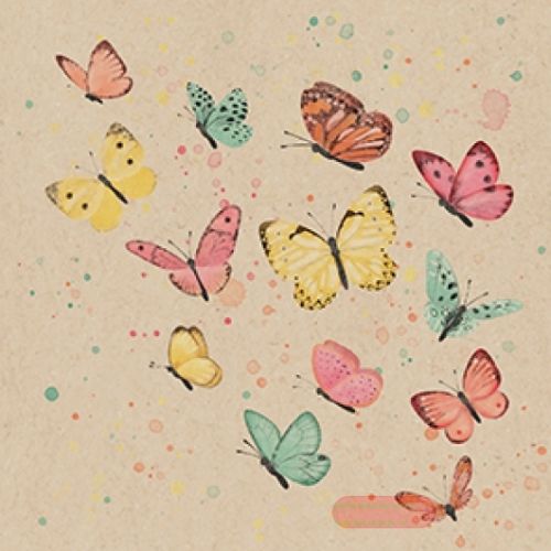Bild von Servietten 33x33cm, By Nature Natural Butterflies - VE 6