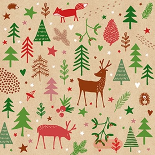 Bild von Servietten 33x33cm, By Nature Tiere im Winterwald - VE 6