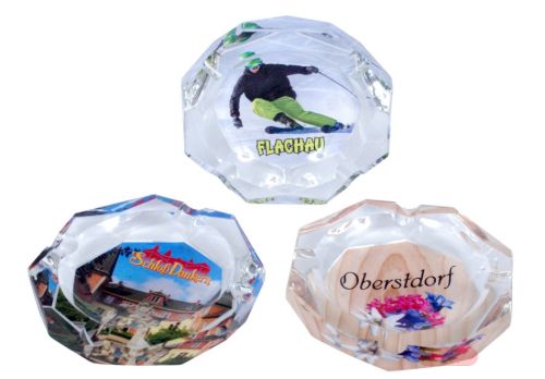 Bild von Souvenir Aschenbecher aus Glas, Bild/Text nach Wunsch - VE 24