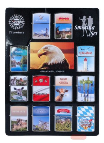 Bild von Souvenir Benzinfeuerzeug leer, ca.3,5x5,5cm, mit Display, Bild/Text nach Wunsch - VE 24