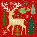 Bild von Servietten 33x33cm, Atelier Folk Deer rot - VE 6