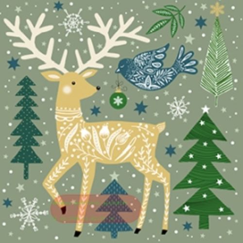 Bild von Servietten 33x33cm, Atelier Folk Deer salbei - VE 6