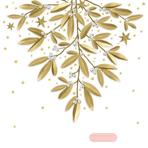 Bild von Servietten 33x33cm, Atelier Golden Mistletoe weiss - VE 6