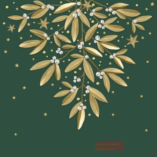 Bild von Servietten 33x33cm, Atelier Golden Mistletoe, smaragd - VE 6