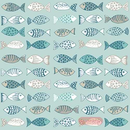 Bild von Servietten 33x33cm, Atelier Many Fishes mint - VE 6