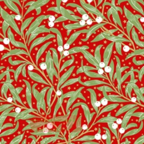 Bild von Servietten 33x33cm, Atelier Christmas Leaves rot - VE 6