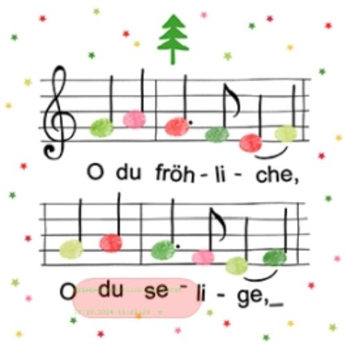 Bild von Servietten 33x33cm, Atelier Weihnachtsnoten - VE 6