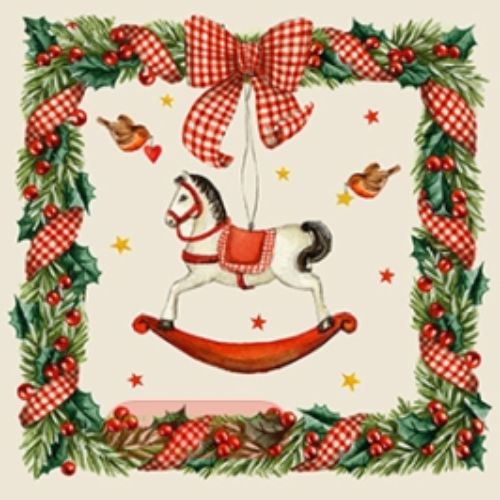 Bild von Servietten 33x33cm, Atelier Weihnachtspferd - VE 6