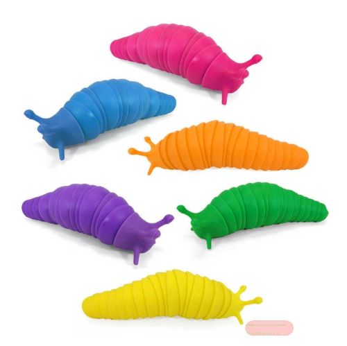 Bild von SLUG FIDGET TOY SOLID COLOUR, Fingerspiel Schnecke 19cm, 6 Farben gemischt, lose - VE 12