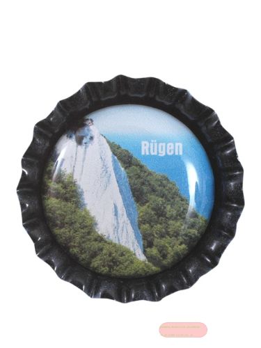 Bild von Souvenir Magnet Kronenkorken rot + sw, 30mm/2,9cm mit Linse, Bild/Text nach Wunsch - VE 24