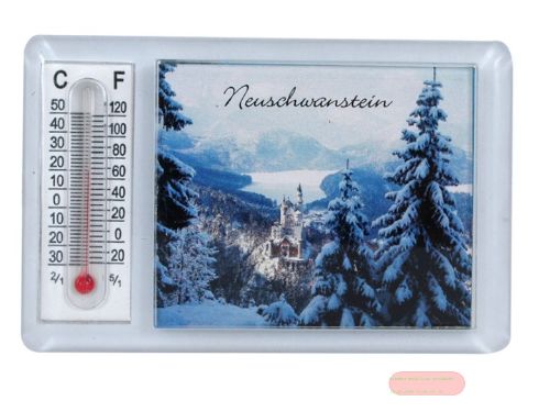 Bild von Souvenir Magnet mit Thermometer, 8,5x5,5cm, Bild/Text nach Wunsch - VE 36