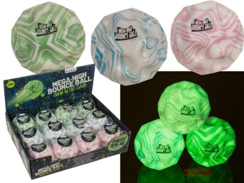 Bild von Springball glow in the dark, Mega Bounce Ball, ca.7cm, im Display - VE 12