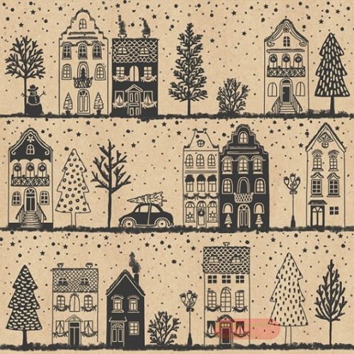 Bild von Servietten 33x33cm, By Nature Winterstadt schwarz - VE 6