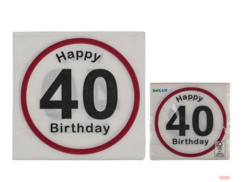 Bild von Servietten 40 Happy Birthday, 33x33cm, 3-lagig, 20 Stk. im Beutel - VE 12