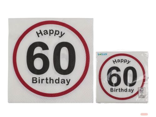 Bild von Servietten 60 Happy Birthday, 33x33cm, 3-lagig, 20 Stk. im Beutel - VE 12