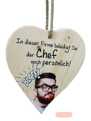 Bild von Spruchherz Holz mittel, 15x17cm, Fichte 15mm mit Kordel, In dieser Firma beleidigt - VE 4