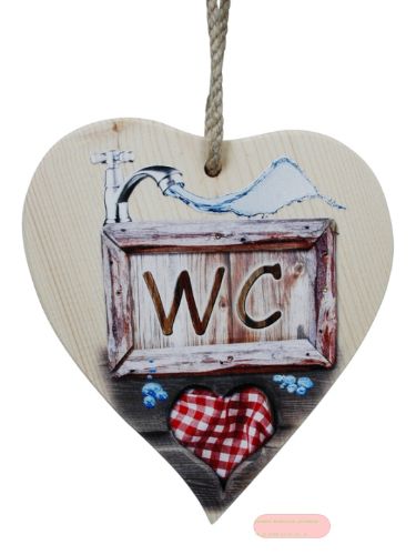 Bild von Spruchherz Holz mittel, 15x17cm, Fichte 15mm mit Kordel, WC - VE 4