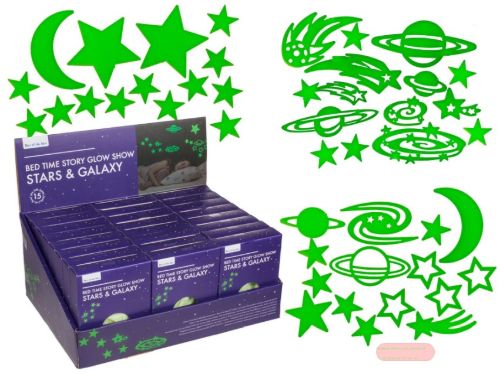 Bild von Sterne und Galaxie, leuchten im Dunkeln, 15er Set,3-fach gemischt, Box, im Display - VE 24