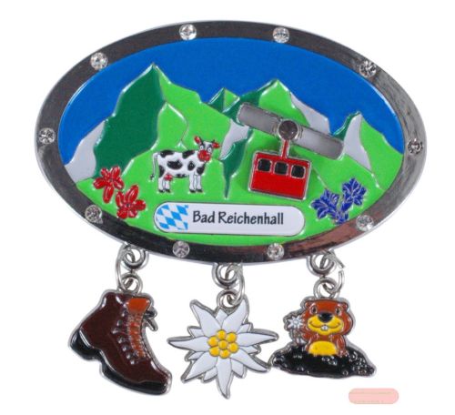 Bild von Souvenir Premium Alpenmagnet oval mit Strasssteinen, Bild/Text nach Wunsch - VE 24