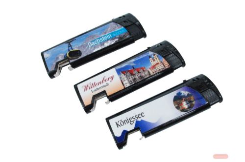 Bild von Souvenir-Feuerzeug leer, mit Flaschenöffner, Bild/Text nach Wunsch - VE 50