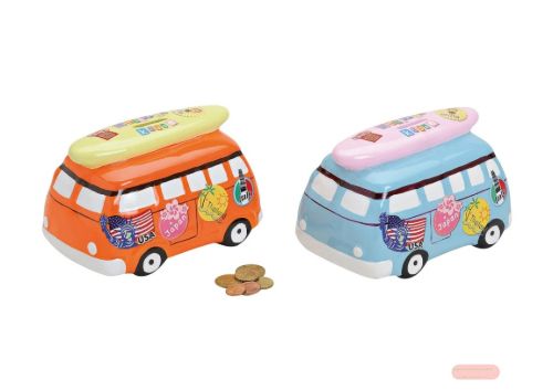 Bild von Spardosen Ferien-Bus, Keramik, ca.16x11x11cm, 2 x ass. - VE 2