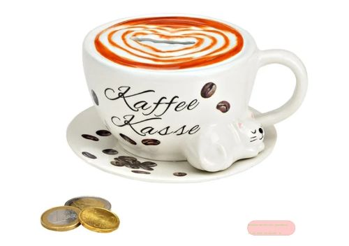 Bild von Spardosen Kaffee Kasse aus Keramik, ca.14x8x13cm - VE 3