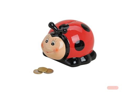 Bild von Spardosen Marienkäfer, Keramik, ca.14x13x11cm in Box - VE 2