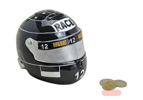 Bild von Spardosen Motorradhelm schwarz, Polyresin, ca.14x11x11cm - VE 2