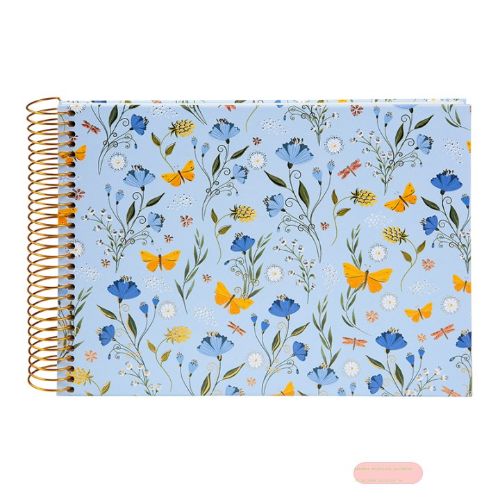 Bild von Spiralalben, 24x17cm, 40 S.weiss, goldene Spirale, Papier, Secret Garden blue - VE 2