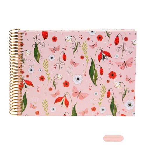 Bild von Spiralalben, 24x17cm, 40 S.weiss, goldene Spirale, Papier, Secret Garden pink - VE 2