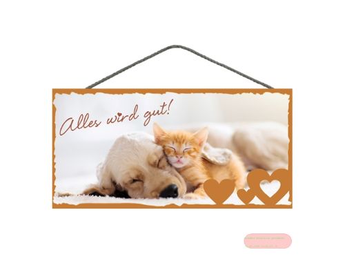 Bild von Spruchschild 25x12,5cm, Sperrholz 8mm mit Kordel, Alles wird gut - VE 3