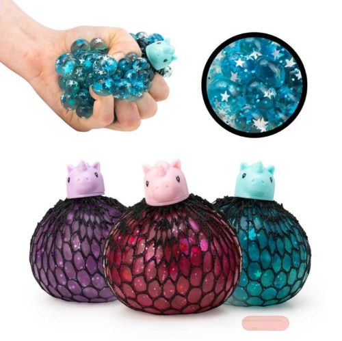 Bild von SQUISHY MESH PET - UNICORN, Quetschball im Netz , Einhorn, ca.8cm, Display - VE 12 (SR)