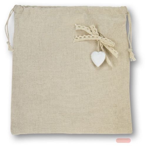 Bild von Stoffsäckchen nature Herz, Grösse 28x30cm, TZB26 - VE 6