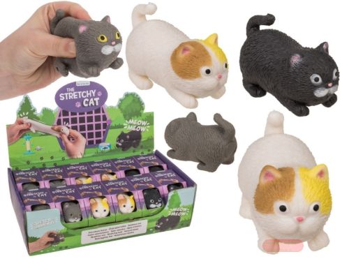 Bild von Stretch-Katze, ca.9cm, aus TPR, mehrfach gemischt, in Box, Display - VE 24