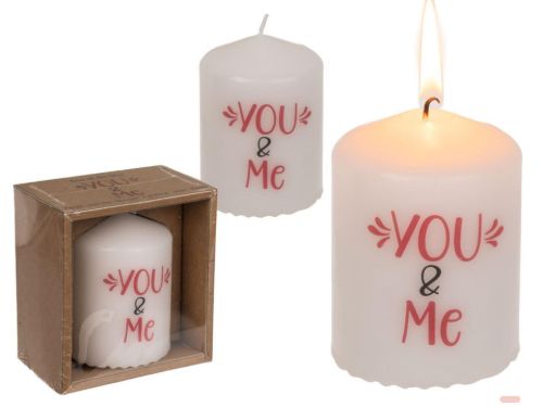 Bild von Stumpenkerzen 6x8cm, Kraftpapierverpackung, You & Me - VE 5